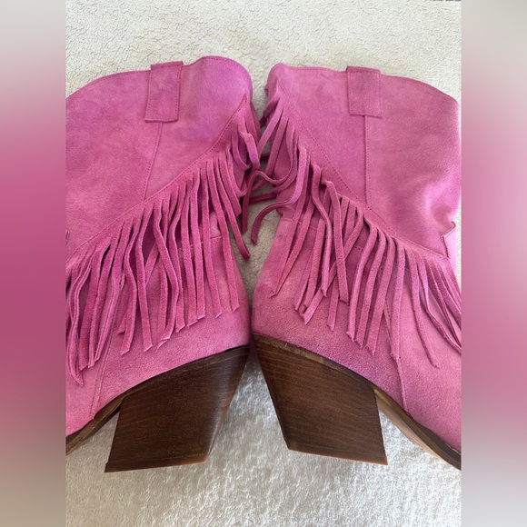 KALI SHOES Cowgirl boots fringes Stivaletti Texani Pink suede‎ 39 US 9 western - Picture 9 of 12